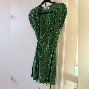 Reformation Green Polka Dot Midi Dress